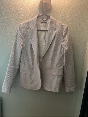 J. Crew Gray and White Seersucker Blazer